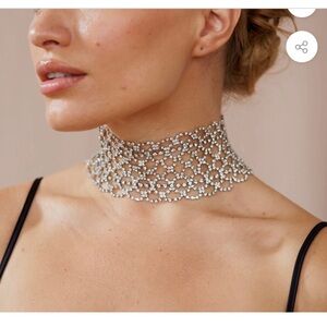 Kenneth Jay Lane Wide Crystal Lace Choker Necklace